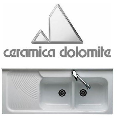 LAVELLO CERAMICA 2 BUCHE A DX SCOLAPIATTI A SX CM.120X50 X H23 DA APPOGGIO  SU MOBILETTO